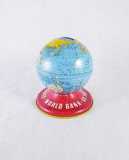 Vintage Ohio Art Co. Tin Litho World Globe Bank 3.5" - No Key