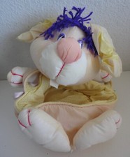 Vintage 1980s Stuffed Plush Easter Bunny Basket 1989 Puffalump Style