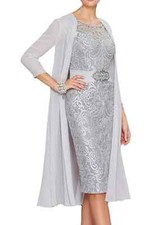 Mother Of The Bride Dresses 3/4 sleeves Plus Size knee Length evening gowns