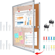 Outdoor Enclosed Cork Bulletin Board Tamper-Proof Dispaly Case, Aluminium Frame,