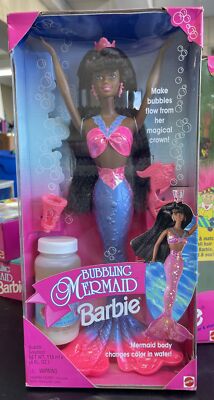 1996 BUBBLING MERMAID BARBIE DOLL Mattel Bubbles African American