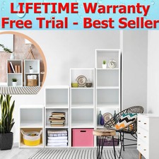 2 3 4 5 Tier Cube Storage Unit Cabinet Bookcase Display Shelves Chipboard White
