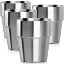 Stainless Steel Insulated Cup 10 oz Stackable Stainless Steel Cups Set of 4 S...