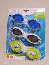  New  Speedo Kids Splasher 3-pack Goggles  Blue / Black / Green  age 3-8