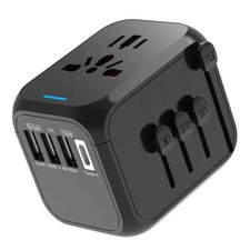 International Universal Travel Adapter 3 USB Type-C Outlet Converter Plug Power