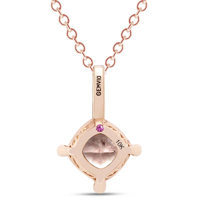 GEMVIO 1/4 CT Natural Morganite Solitaire Gemstone Pendant Necklace In 10K Gold - Image 4 of 4
