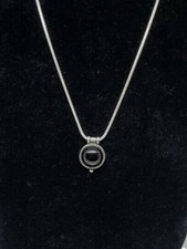 Vintage Pendant Necklace Black Onyx Sterling Silver 925 Signed Marked 18"