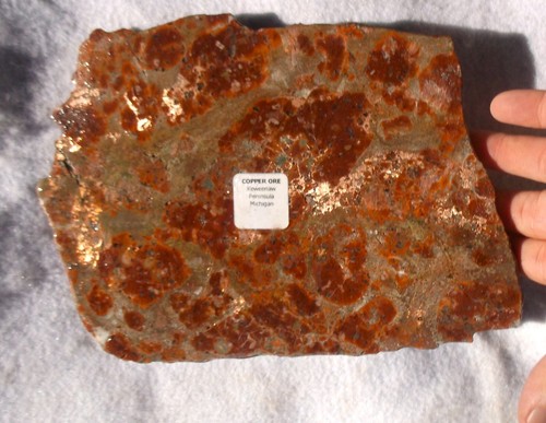 Copper Ore Specimen Huge Shiny Glossy Slab 1.86 Lb's 846 Grams Keweenaw MI - Picture 2 of 6
