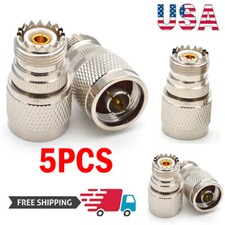 5PCS N-Type Male Plug to SO-239 UHF Female Jack RF Adapter barrel Connector USA