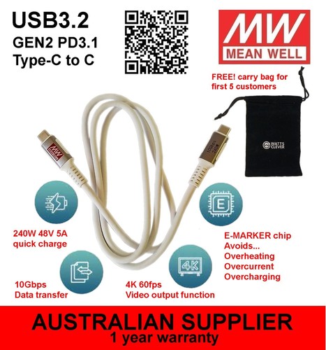 MEANWELL NGE100 4-Port 100W USB-2C2A GaN Fast/Rapid Charger, Universal AC to DC - Foto 10 di 12