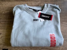 DKNY Soft Long Sleeve Sky Blue Fleece Crewneck Sweatshirt Women  s Sz XS NEW 
