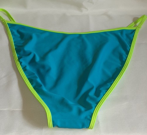 WILD FABLE XL Aqua Blue Hi-Cut Bikinihose Neongrün/Gelb Besatz NEU - Bild 2 von 4