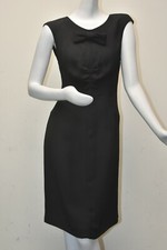 $3990 NEW Chanel Little Black Dress SILK Knee CC Zip Removable Bow Lined SILK 40