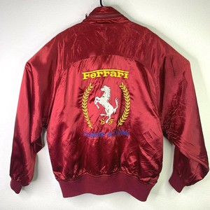 jacket ferrari satin bomber horse prancing shiny 80s zip xl
