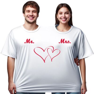 Doppel T-Shirt für 2 Personen Mr. & Mrs. Partyspaß für Geburtstage & Hochzeiten