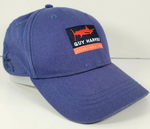 Guy Harvey Swordfish Fishing Classic Collection Cap Hat Navy Blue Adjust Strap - Picture 8 of 12