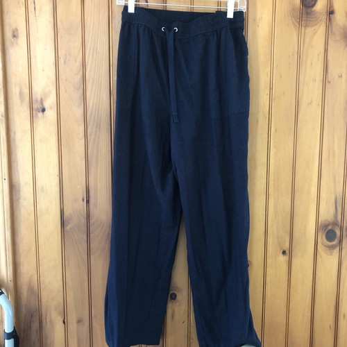 Nautica Woman’s XXL Navy Blue Elastic Tie Waist Pull On Linen Blend Pants - Picture 2 of 7