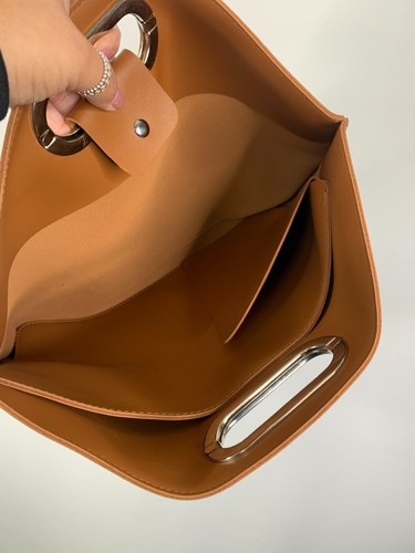 Originally Laptop Bag 2 Piece Set Womens Tan Faux Leather Smart Office Work Tote - Afbeelding 9 van 10