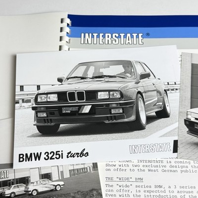 INTERSTATE / Pressemappe IAA 1985 / BMW 325i TURBO WIDE BODY TUNING SEAT BOLERO