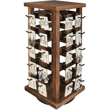 Wood Rotating Jewelry Display Stand W/ 42 Hooks Multi-Functional Organizer New