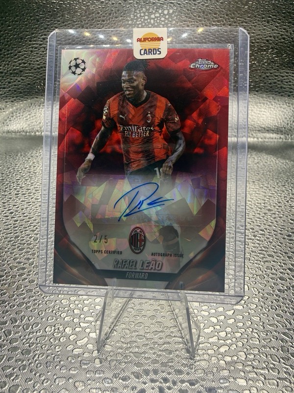 2023-24 Topps Chrome Sapphire UEFA Rafael Leao #CA-LR Red Auto /5 Color Match