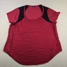 Torrid Red Black Blouse Size 2 Plus Short Sleeve Colorblock Top Womens