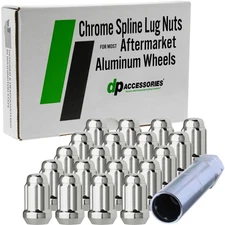 Chrome M12x1.25 Lug Nuts For Aftermarket Wheels - Closed End Spline - Set of 20