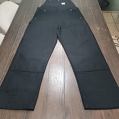 Carhartt R01-M Duck Bib Overalls Mens 34x32 Black Relaxed Fit