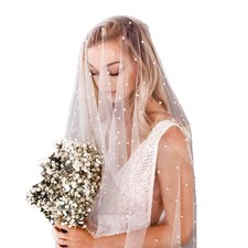 Bridal Veil Pearls Wedding Hair Comb Bride Hair Accessories Elegant Tulle