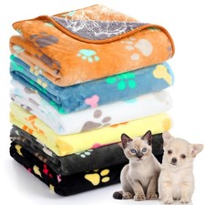 Tegeme 6 Pcs Waterproof Dog Blanket 24 x 16 Inch Paw Print Pet Blanket for Do...
