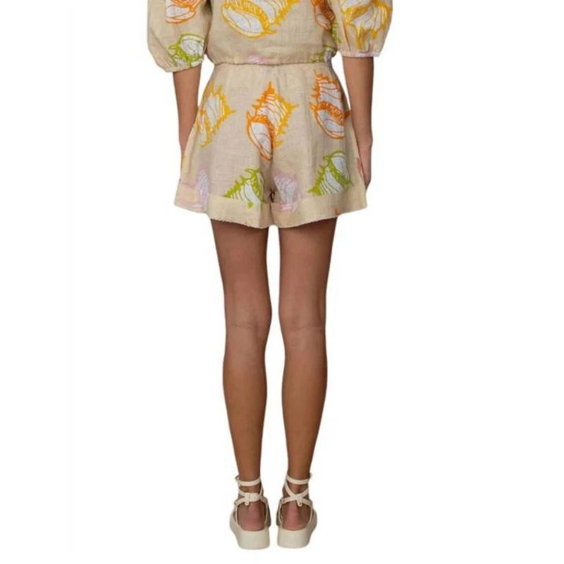 Pantalones Cortos de Lino ELIZABETH JAMES The Label Sami tiro alto con conchas 2312122 Pequeño S  Foto 3 de 4