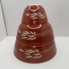 Vintage PYREX Autumn Harvest Wheat Nesting Mixing Bowls Set 401 403 404