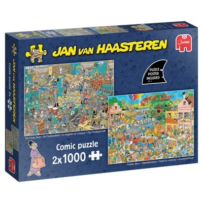 Jan van Haasteren, Das Musikgeschäft & Urlaubsvorfreude, 2x1000 Teile Puzzle