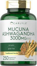 Carlyle Mucuna with Ashwagandha 3000mg 250 Capsules Pruriens...