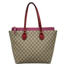GUCCI GG Supreme Canvas Tote Bag 415721 Beige Ebony Multi PVC Leather Tote Bag