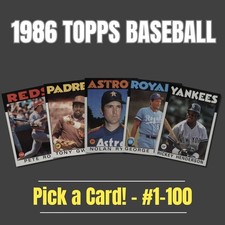 1986 Topps Baseball – Pick A Card (#1-100) – Gooden RC Rose Gwynn Henderson