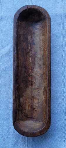 Tazón de masa de granja tallado a mano y tallado en bruto de madera maciza europeo  - Imagen 1 de 10