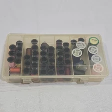 Polycord Multicolor Polyester Sewing Thread Spools Lot with Thimble & Case