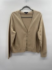 Lands End Womens 1X Cardigan Bling Tan Neutral Minimalist Office Layers Staple
