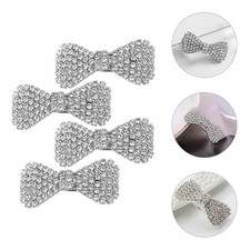 4 Pcs Rhinestone Hair Bow Barrettes Clips Crystal Accessories for Ladies