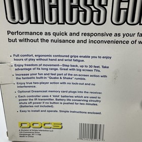 VTG Sega Dreamcast Docs Wireless Controller 2x w/ Receiver - Tested - NEW IN BOX