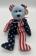 Ty Beanie Baby Spangle  Bear Blue Head 1999 Patriotic