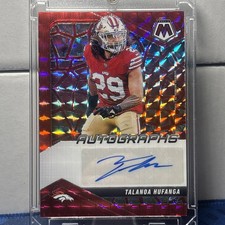 2025 Panini Mosaic Talanoa Hufanga Auto Autograph Red Prizm SP /199 #AMC-THA
