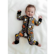 Little Sleepies Hey Boo Halloween Bamboo Viscose Zippy Pajamas Size 12-18M NWT