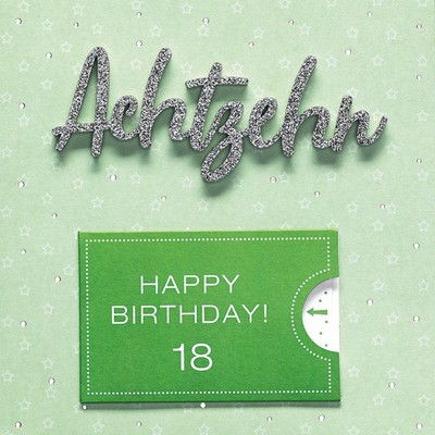 18. Geburtstag   Volljährigkeit - Lettering Surprise - Quadratische Geldgeschenk