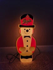 24" Vintage Stroh's Christmas Light Snowman Beer Sign Bar Decor