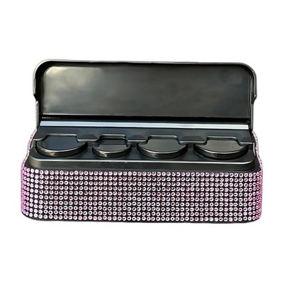 Pink Bling Crystal Rhinestone Car Coin Change Holder Sorter Storage Box Rack