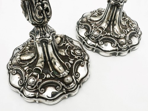 RARE PAIR CANDLESTICKS SILVER PLATE ELKINGTON, MASON & CO 1850 VICTORIAN - Picture 10 of 13