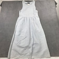 Vintage Woolrich Dress Women's Small Blue White Stripes 90s Cottage Modest