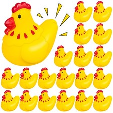 20Pcs Cute Yellow Rubber Chicken Toys for Kids Chicks Squeak Party Favors